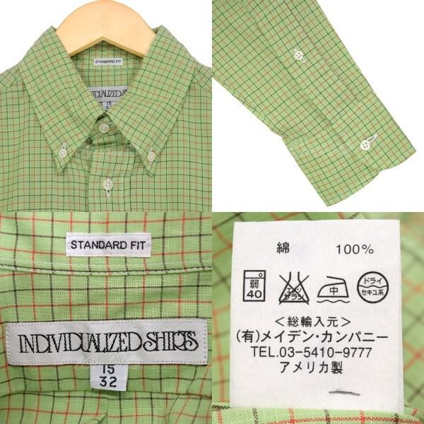 INDIVIDUALIZED SHIRTS ボタンダウンチェックシャツ ライムグリーン 