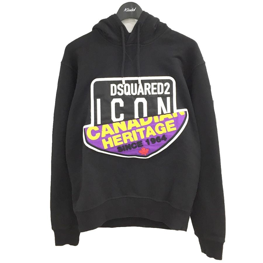 新しい到着 ロゴワッペンプルオーバーパーカー 21ss 10月14日値下 Dsquared2 Mens Pk ディースクエアード ブラック 渋谷店 サイズ Xs トップス