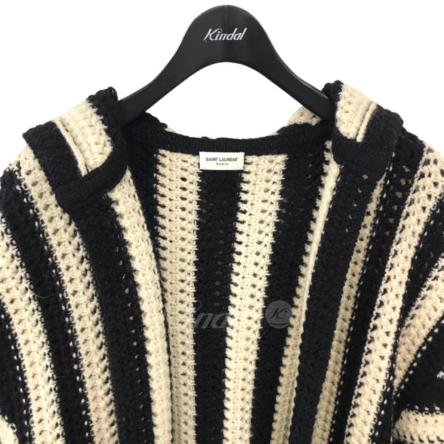 大流行中！ SAINT SAINT LAURENT PARIS ストライプフーデッドニット