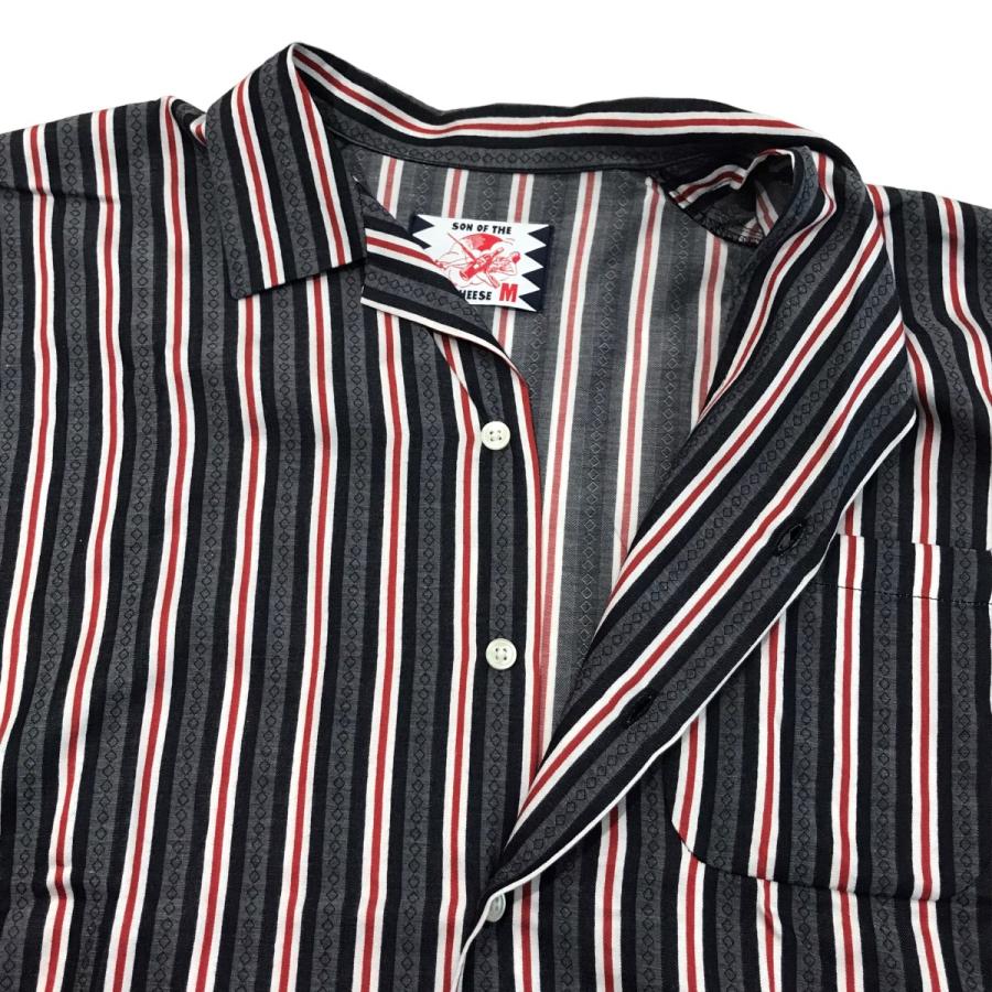 【値下げ】SON OF THE CHEESE 23SS Stripe Jacquard Shirt 半袖ストライプシャツ SC2310-SH10 グレー×レッド サイズ：M (渋谷店)｜kindal｜05