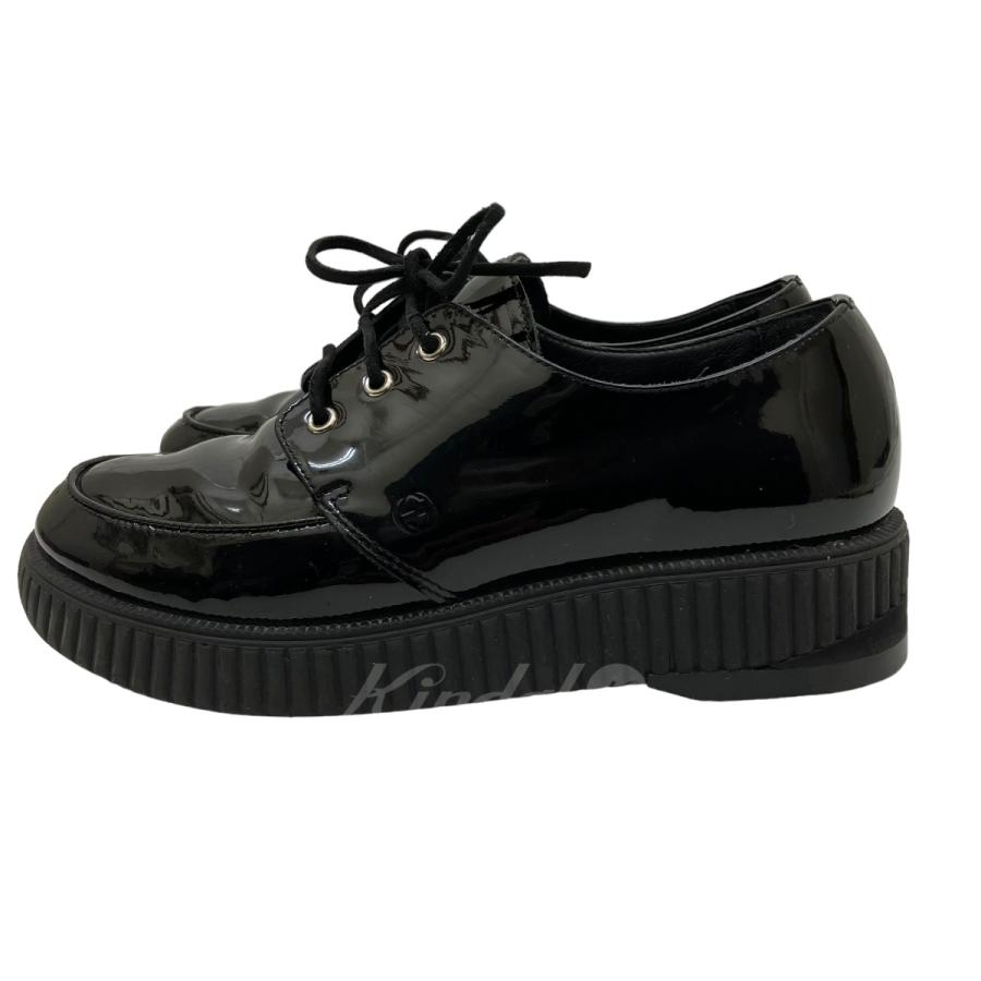GUCCI グッチ エナメル レースアップスニーカー 356198 ブラック 