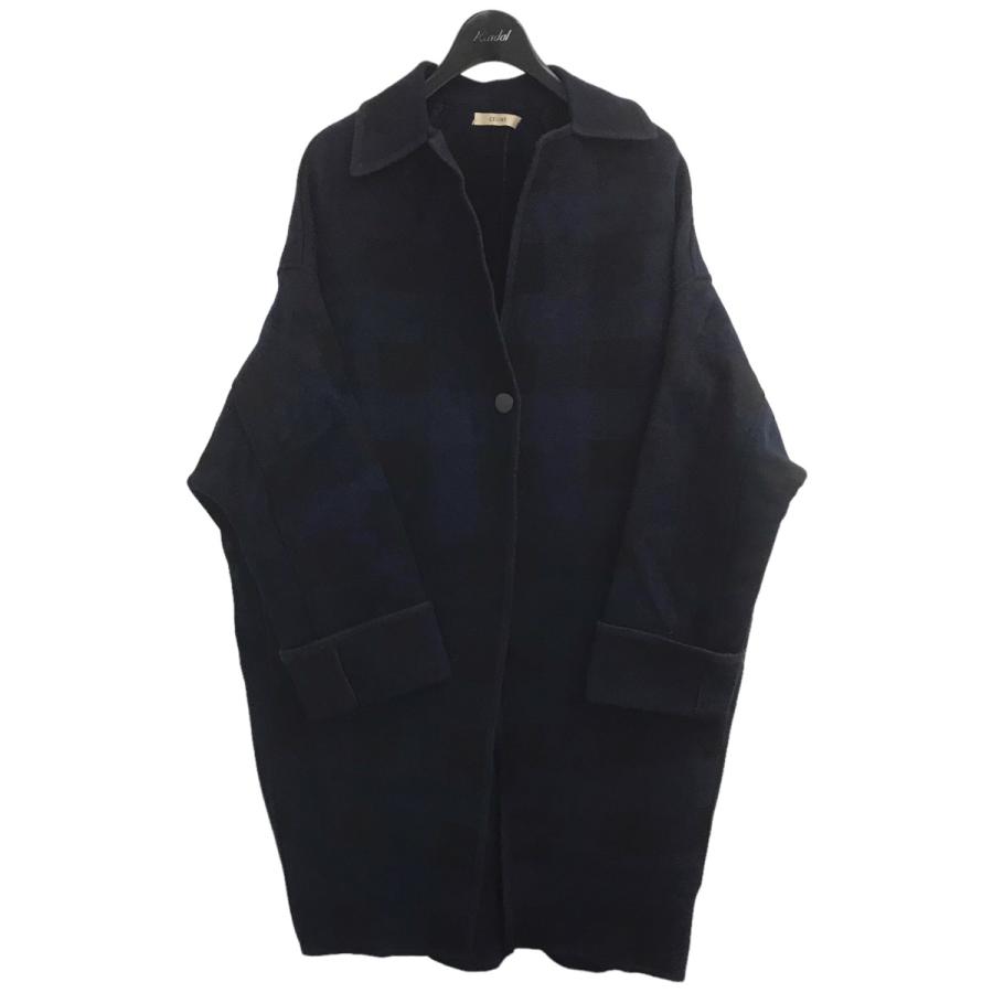セリーヌ CELINE フィービー期 チェックコクーンコート ブルー 