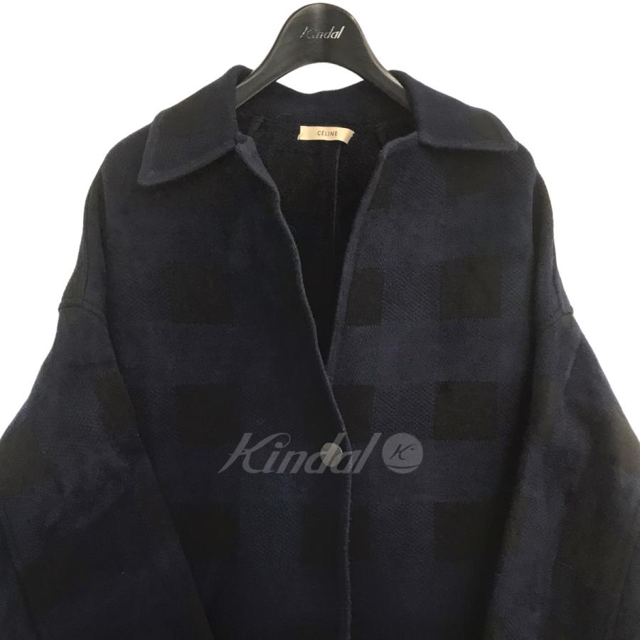 セリーヌ CELINE フィービー期 チェックコクーンコート ブルー 