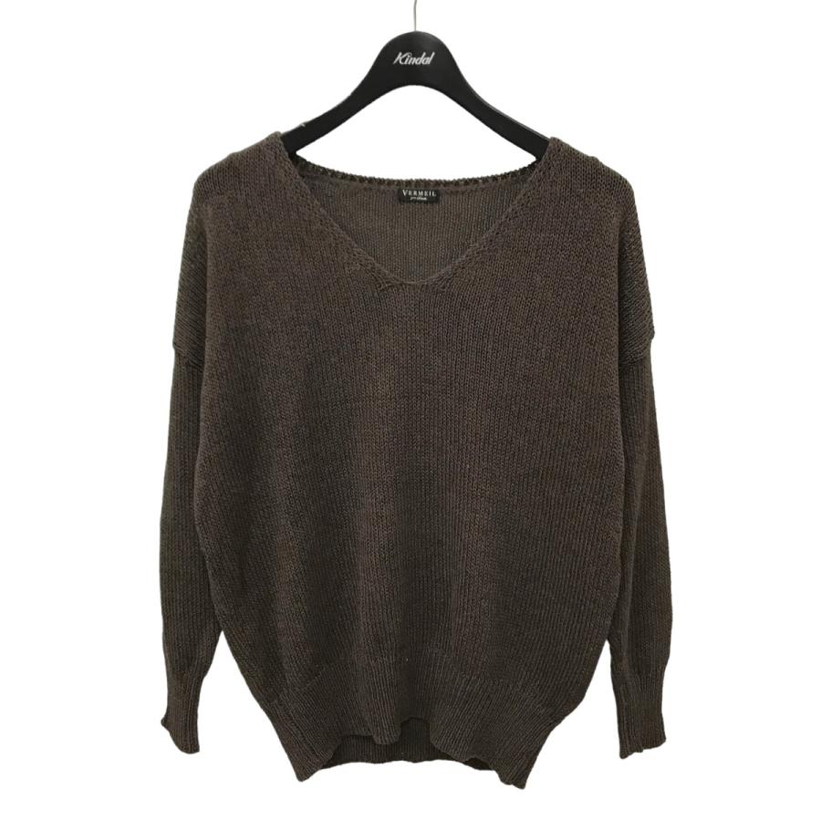 VERMEIL par iena ヴェルメイユパーイエナ Vネックコットンニット  
