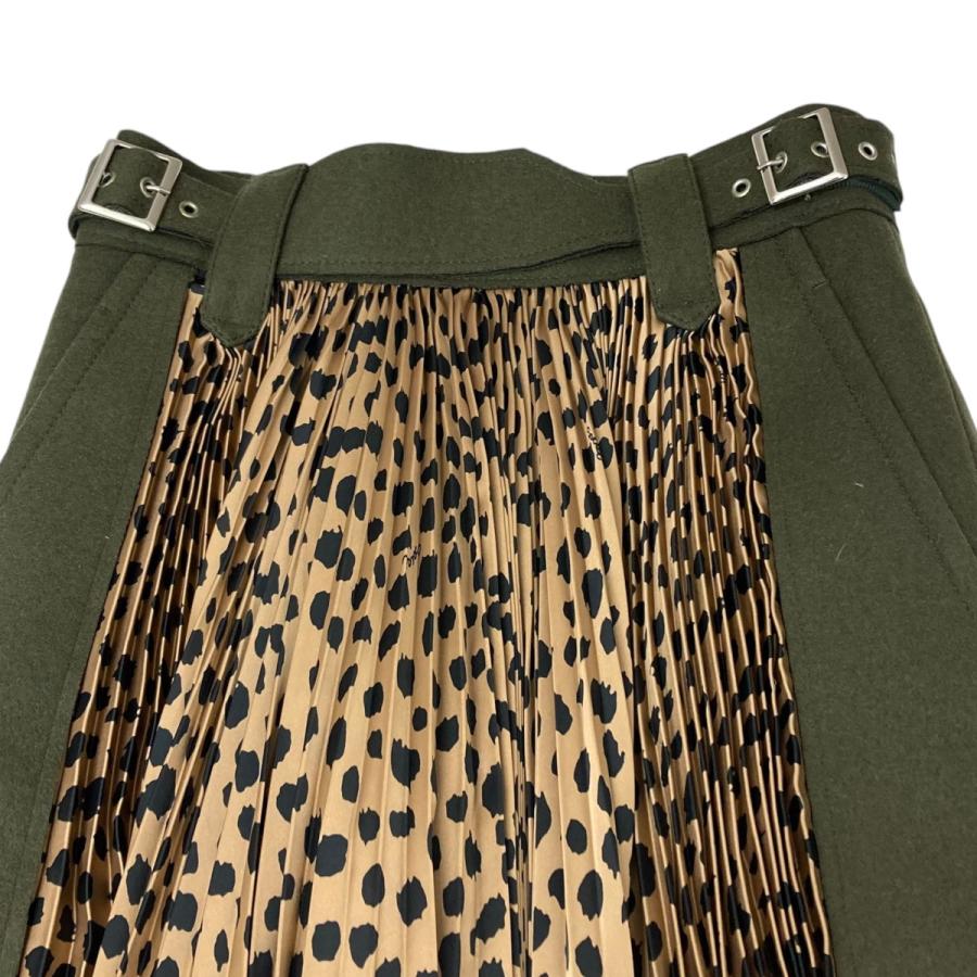 サカイ sacai レオパードプリーツスカート ベージュ×カーキ サイズ：1 