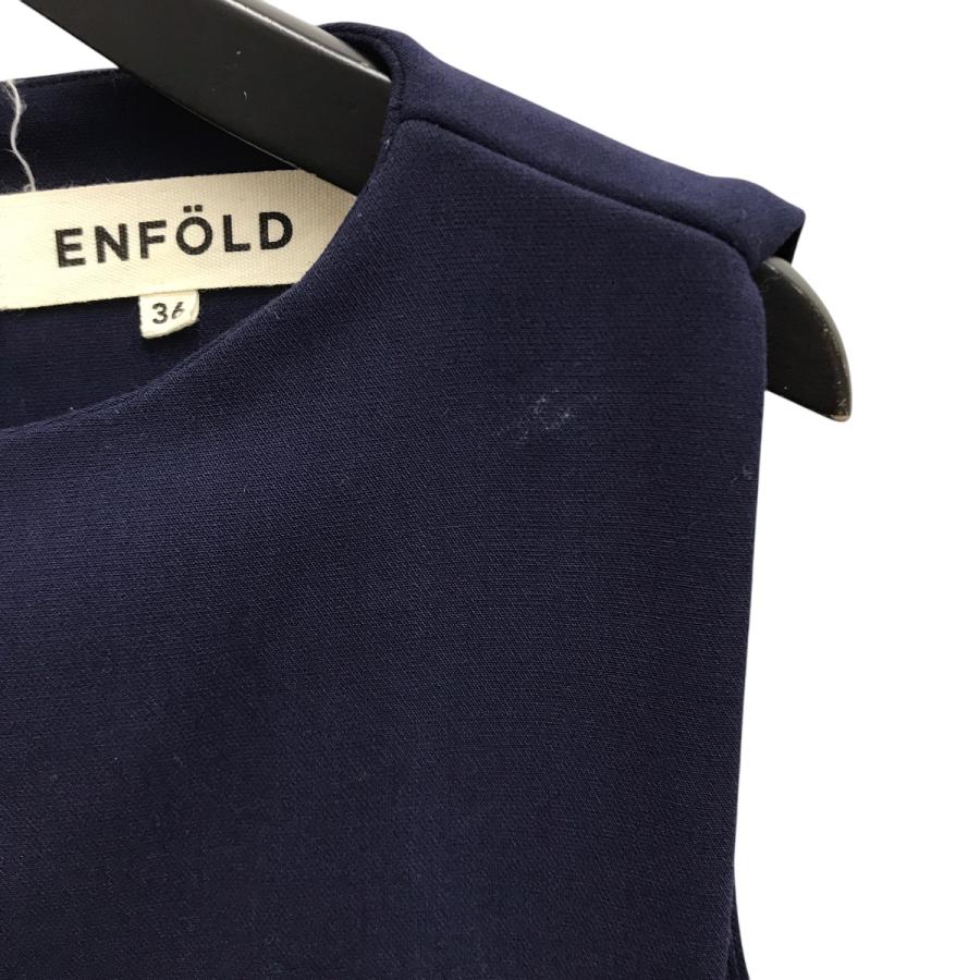 【新品タグ付き】ENFÖLD ノースリーブコクーンワンピース　ネイビー　36 新品タグ付き】ENFÖLD ノースリーブコクーンワンピース ネイビー