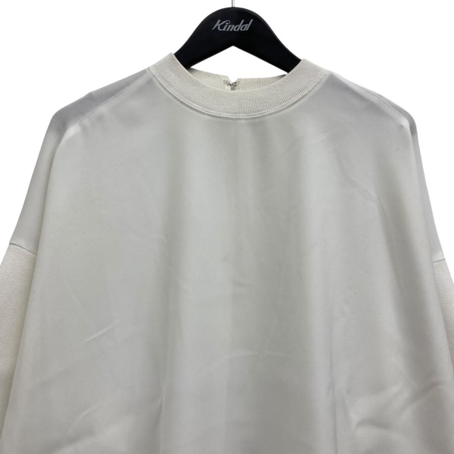 ENFOLD / 22AW CURVE-HEM KNIT SLEEVE PU/ニット・セーター(薄手)/38/ポリエステル/WHT ENFOLD エンフォルド 22AW CURVE-HEM KNIT SLEEVE PULLOVER ニット