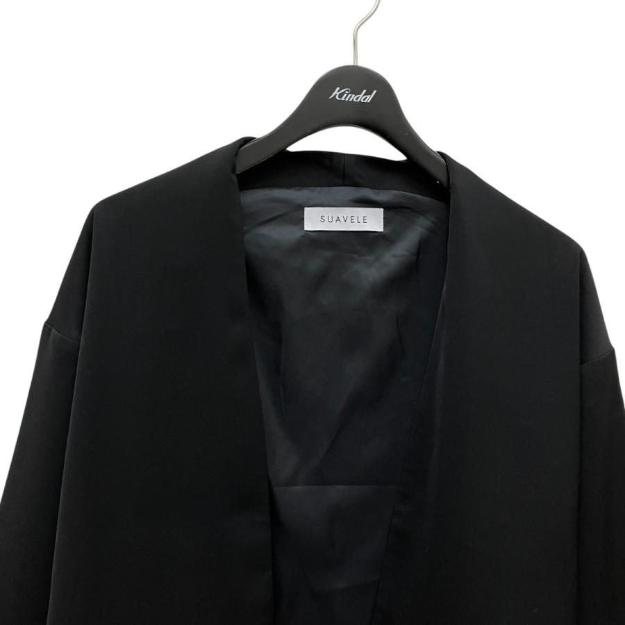 【SUAVELE 】【完売品】 ブラック ノーカラージャケットセットアップ セットアップ】エコバックサテンノーカラージャケット｜BIGI