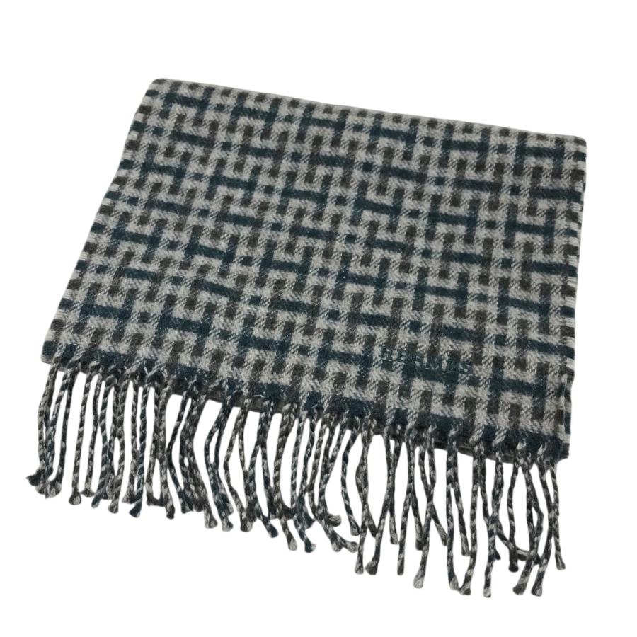 HERMES エルメス　マフラー　総柄　Hエコセ　カシミヤ HERMES（エルメス） 【値下げ】HERMES 「Hエコセ」 カシミヤマフラー