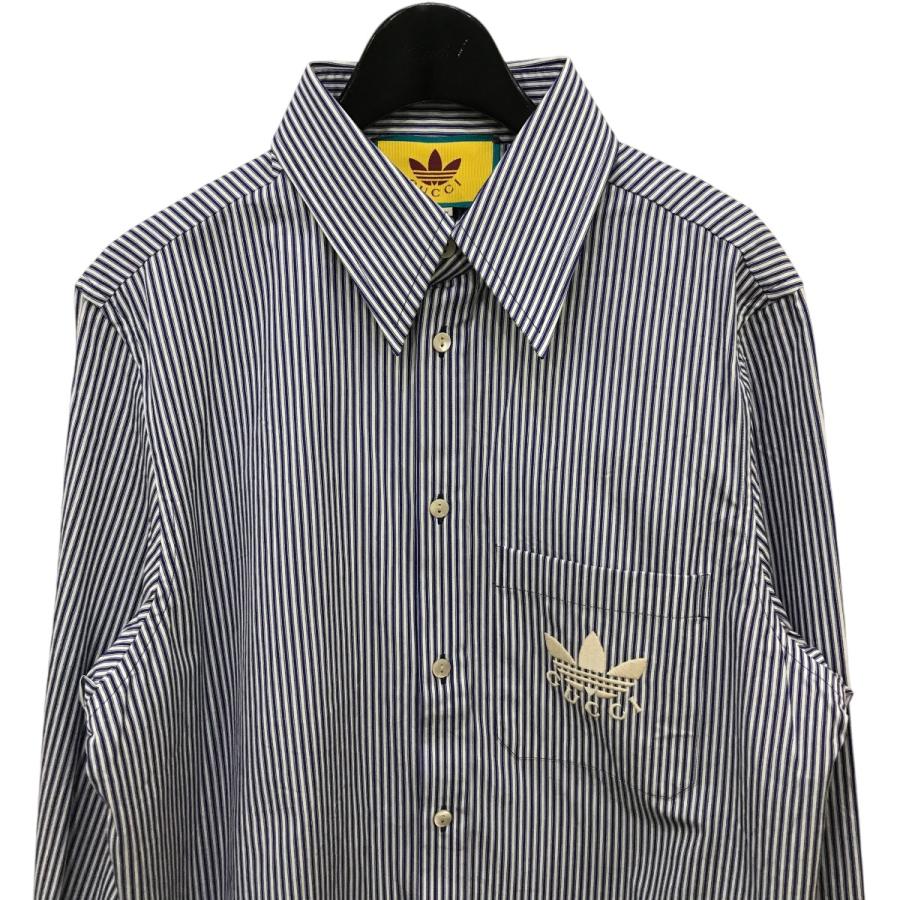 【 超人気デザイン】 GUCCI adidas ストライプシャツ 刺繍ロゴ 美品 楽天市場】未使用 グッチ ×adidas ロゴ刺繍 ストライプ 長袖