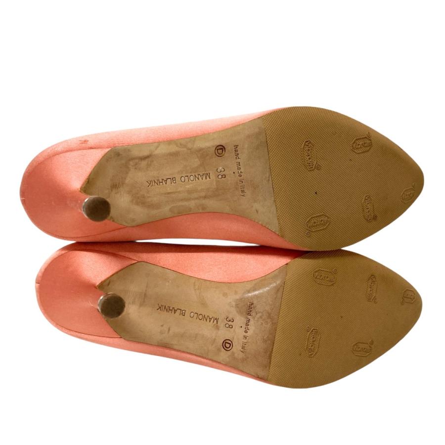 マノロブラニク Manolo Blahnik ハンギシ サテンパンプス サーモン