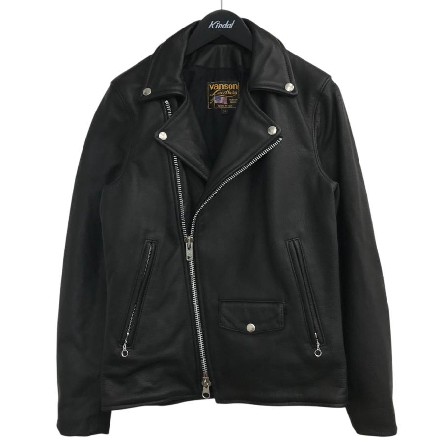 VANSON / ダブルライダースジャケット/34/レザー/BLK VANSON（バンソン） カウレザーダブルライダースジャケット ブラック