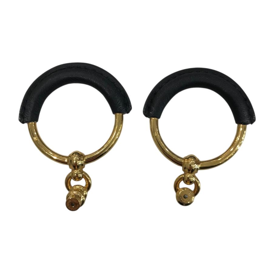 HERMES（エルメス） ループ グラン ピアス ブラック×ゴールド