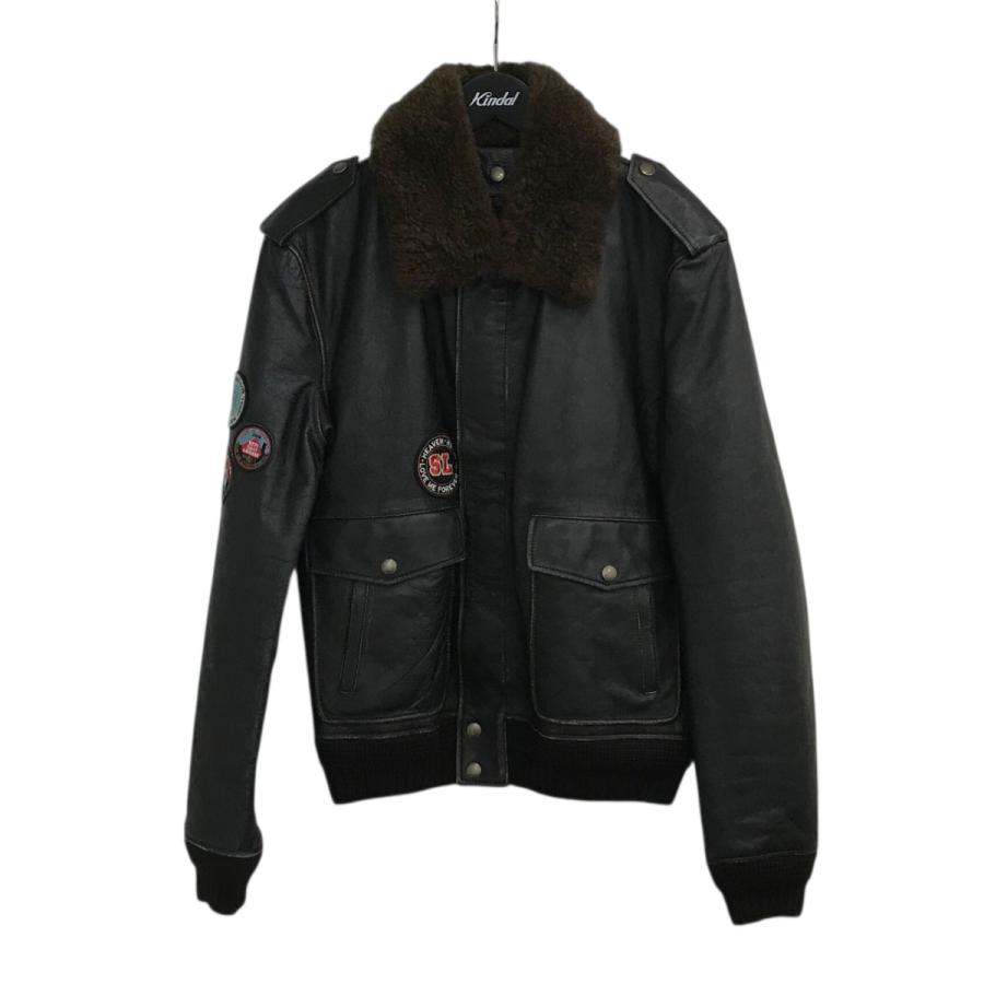 サンローランパリ Saint Laurent Paris パッチ付き裏地ムートンレザー