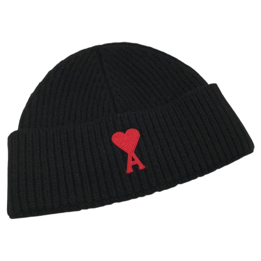 アミパリス AMI PARIS ハートロゴニットキャップ UHA235 018 ブラック