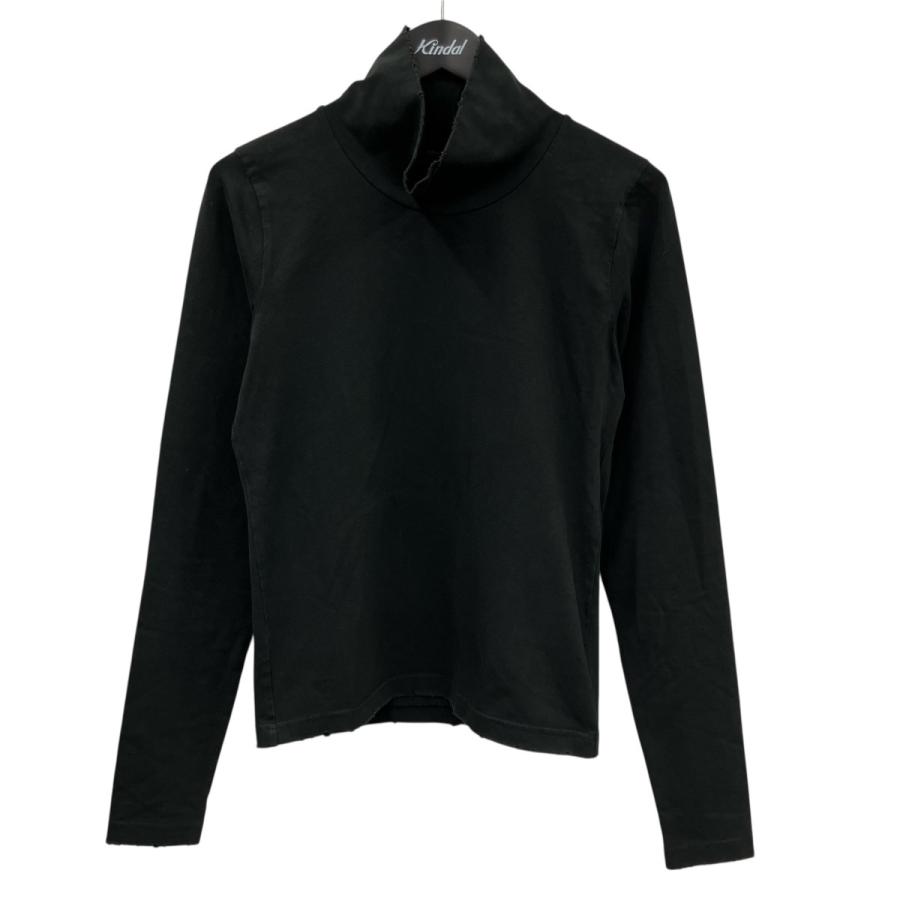 BALENCIAGA ブラック ハイネック 長袖カットソー BALENCIAGA（バレンシアガ） ダメージ加工ハイネック長袖Tシャツ