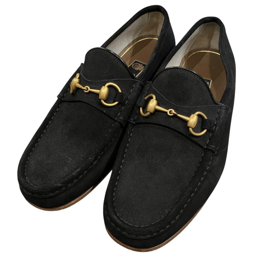 GUCCI（グッチ） ホースビットスウェード ローファーシューズ ブラック