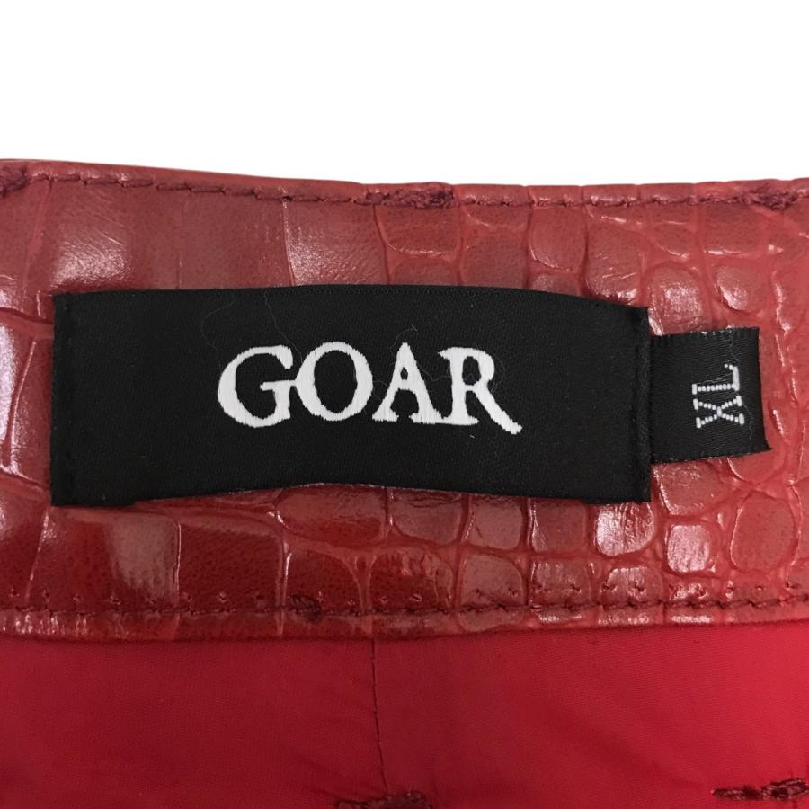 値下げ】GOAR ARCHIVE クロコ型押しジップデニムパンツ レッド サイズ