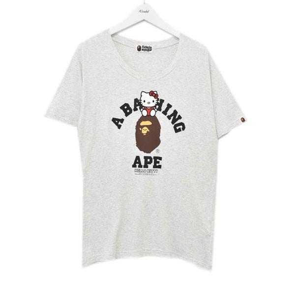 【値下げ】A BATHING APE × HELLO KITTY カレッジロゴ Tシャツワンピース ライトグレー サイズ：- (心斎橋アメリカ村店)｜kindal