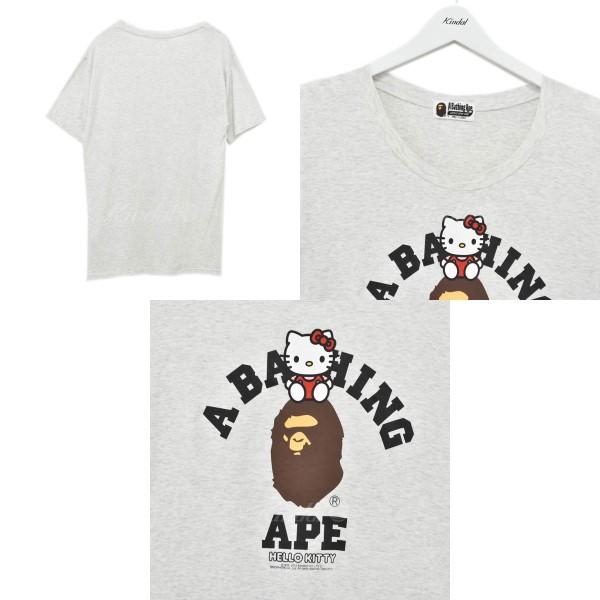 【値下げ】A BATHING APE × HELLO KITTY カレッジロゴ Tシャツワンピース ライトグレー サイズ：- (心斎橋アメリカ村店)｜kindal｜02