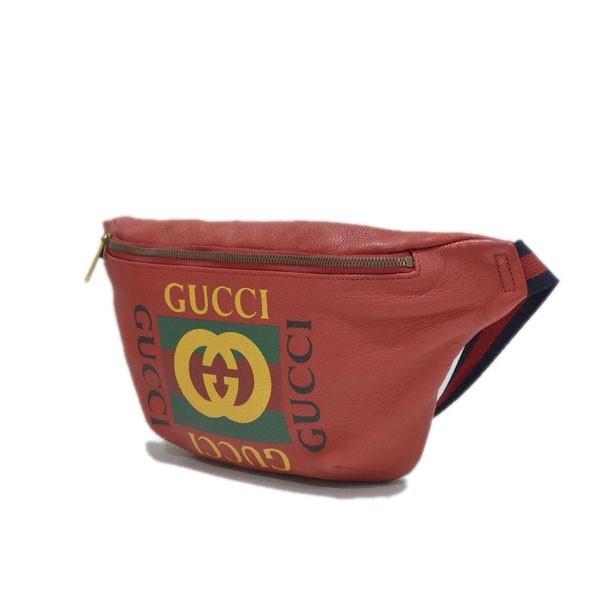 12月16日値下 Gucci プリント プリント レザーボディ バッグ レッド 心斎橋アメリカ村
