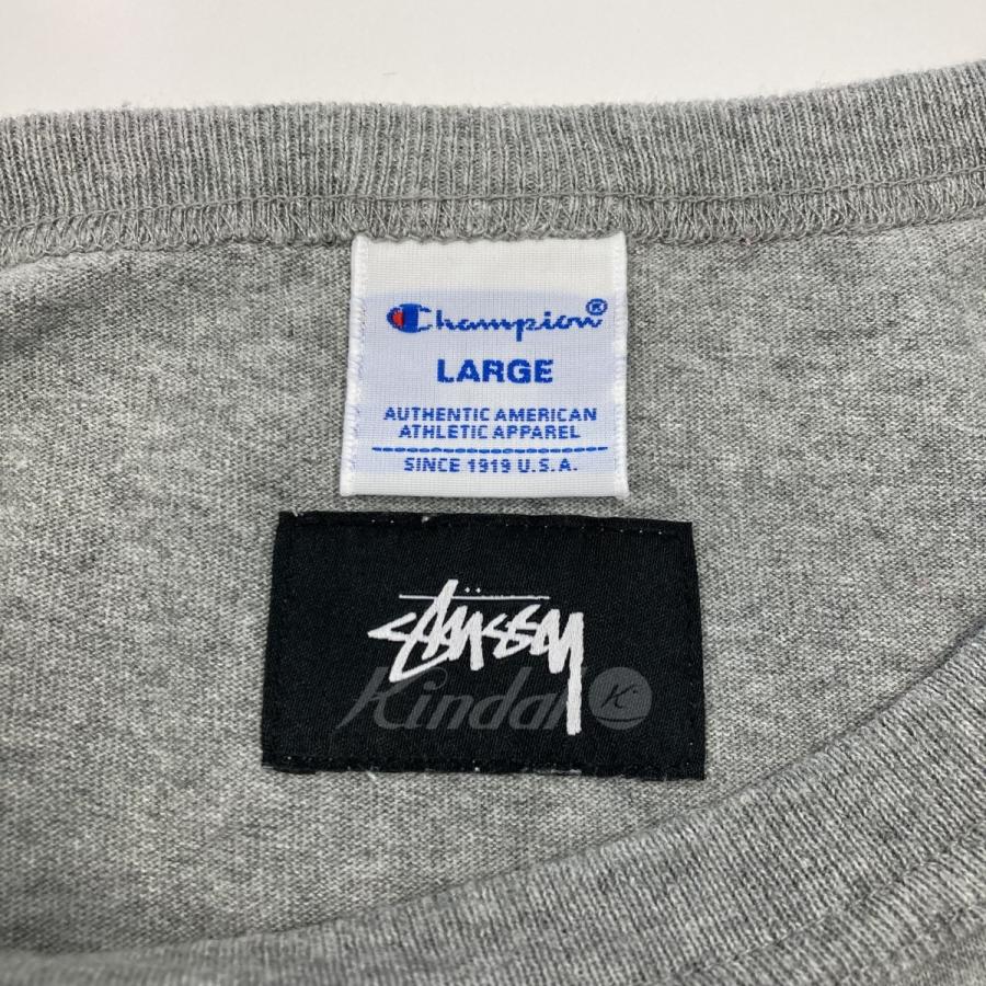 stussy ×champion 半袖スウェット シャドーマン グレー（Stussy