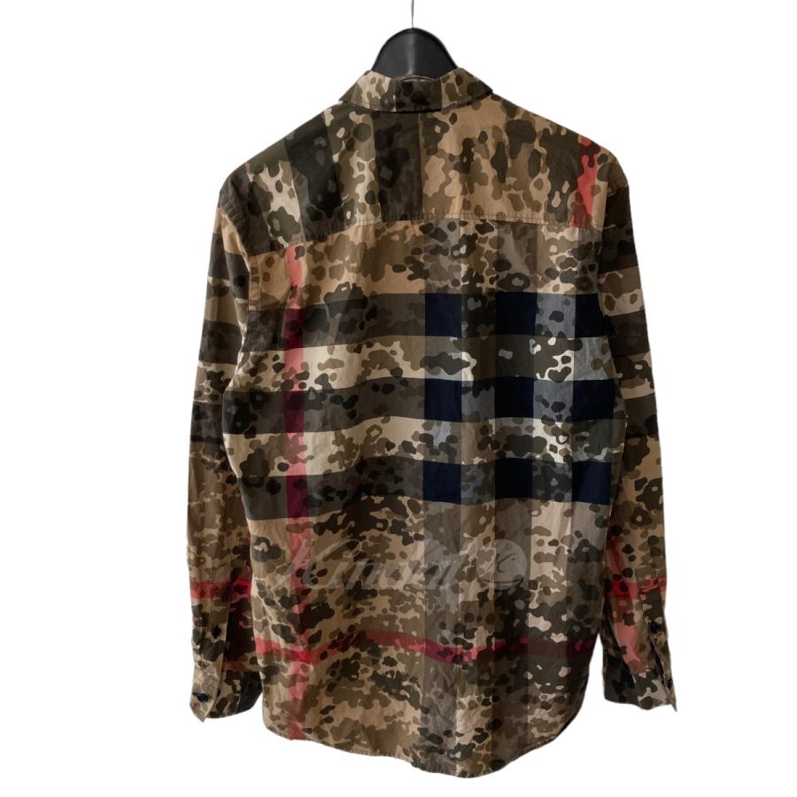 送料j無料 バーバリー BURBERRY Camo Check L／S Shirt カーキ サイズ：M