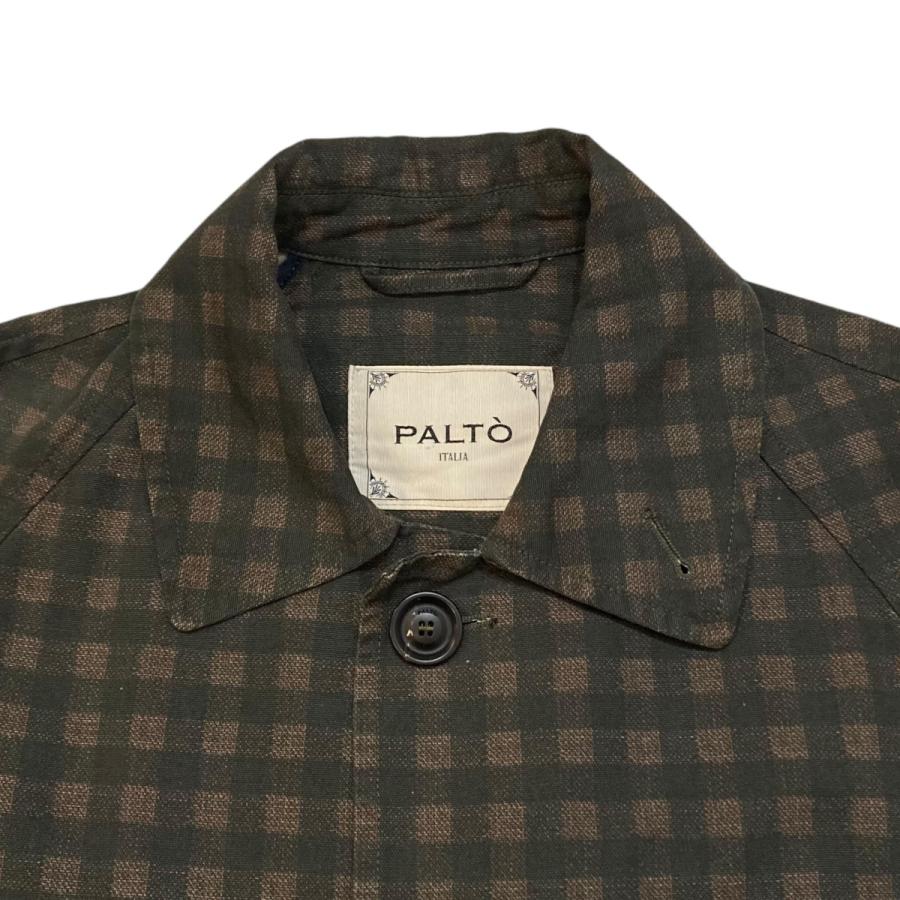 パルト palto チェック ロングコート オリーブ×ブラウン 