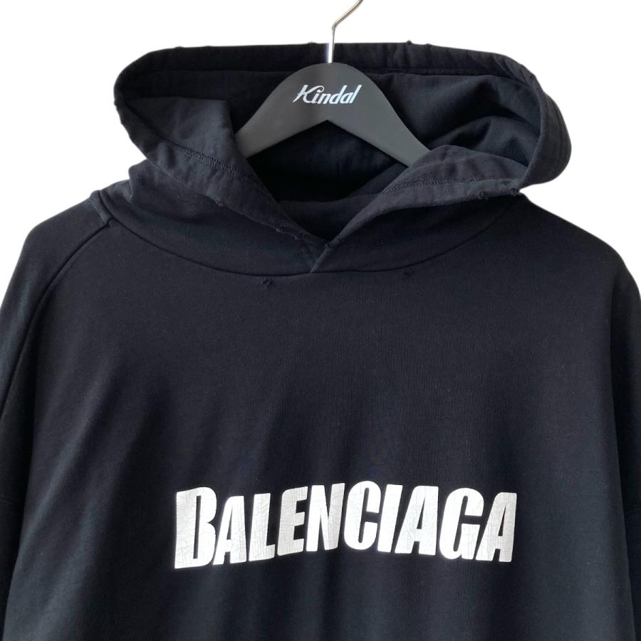 BALENCIAGA バレンシアガ Destroyed パーカー S 美品 BALENCIAGA バレンシアガ 22AW Destroyed Logo-Print Hoodie