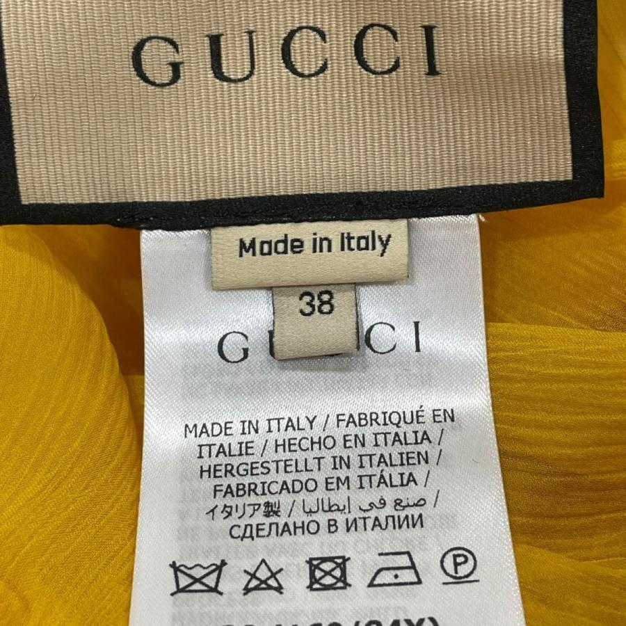 【値下げ】GUCCI ラウンドカラー シフォンドレス 728125 イエロー サイズ：38 (堀江店)_6