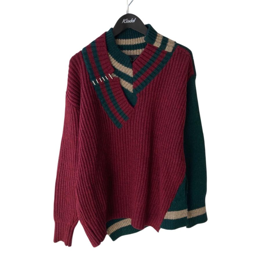 Kolor knit バイカラーニット Color（カラー） KOLOR CRAZY PATTERN KNIT Vネックニット 19WCM