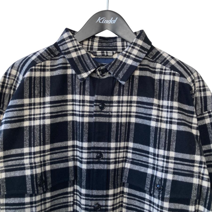 DESCENDANT ディセンダント チェック シャツ ブラック、ホワイト