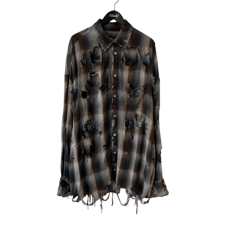 LES SIX（レシス） LES SIX destroyed mega flannel shirt チェック