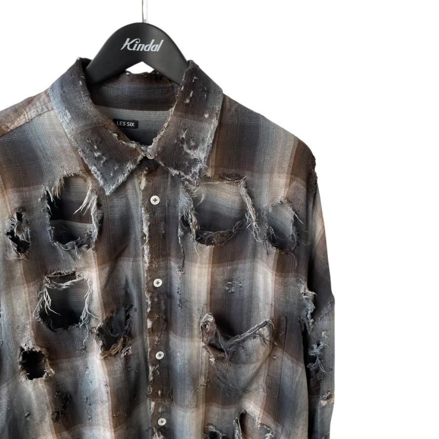 LES SIX（レシス） LES SIX destroyed mega flannel shirt チェック