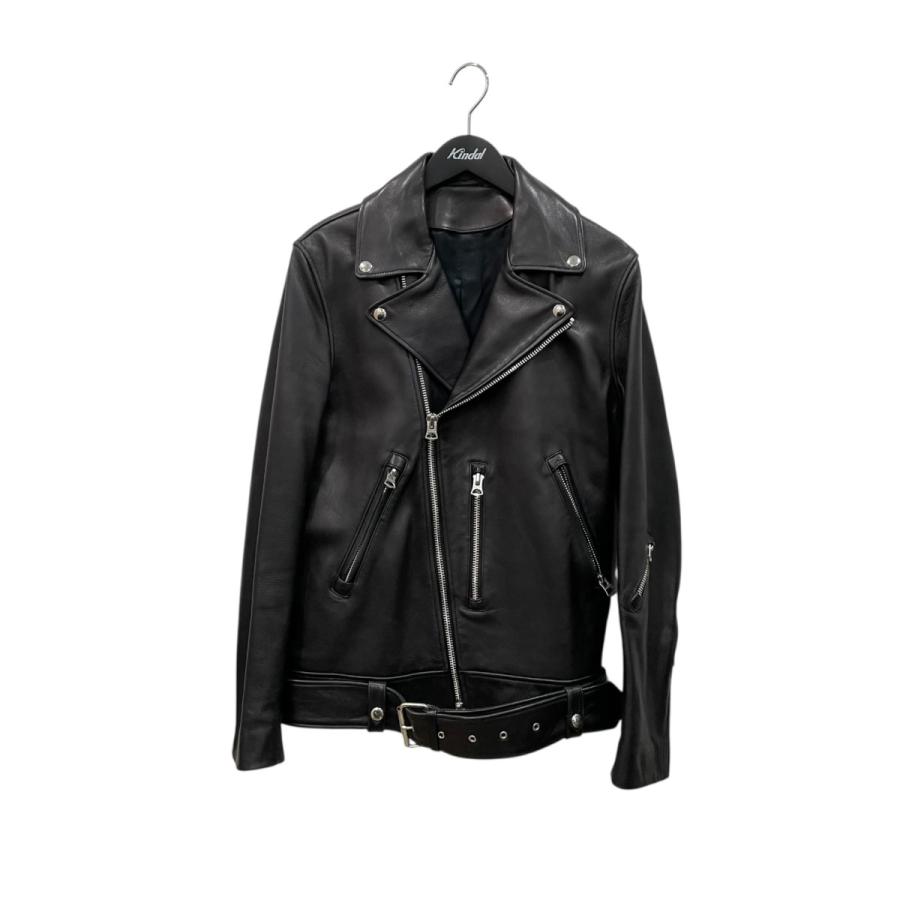 【希少】Acne Studios 袖ロゴ ラム ナッパレザージャケット ブラック ラムナッパレザー・衿つきジャケット/DoCLASSE