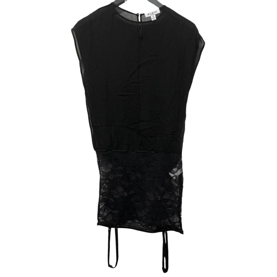 アライア ALAIA Georgette Bodysuit ボディスーツ AA9H0492T666A ブラック サイズ：38の画像