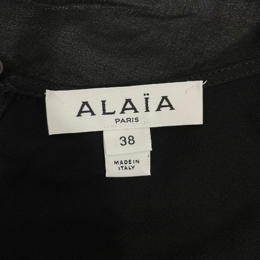 アライア ALAIA Georgette Bodysuit ボディスーツ AA9H0492T666A ブラック サイズ：38の画像