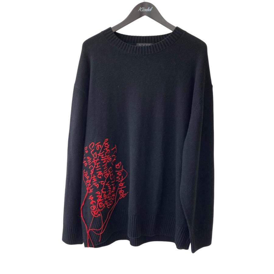 サイトヨウジヤマモト s'yte 7G WOOL-BLEND INTARSIA MESSAGE PULLOVER