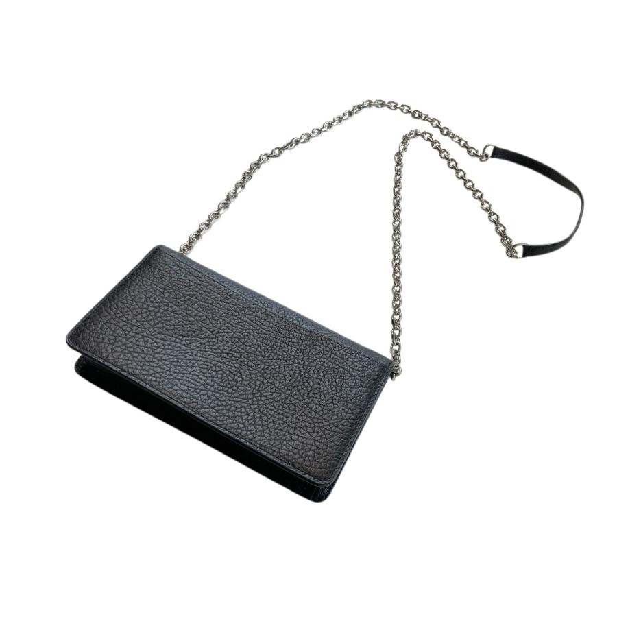 【美品】  Maison Margiela / メゾンマルジェラ | グレインレザー チェーン ロングウォレット | グレー/シルバー | レディース 美品】 Maison Margiela / メゾンマルジェラ | グレインレザー