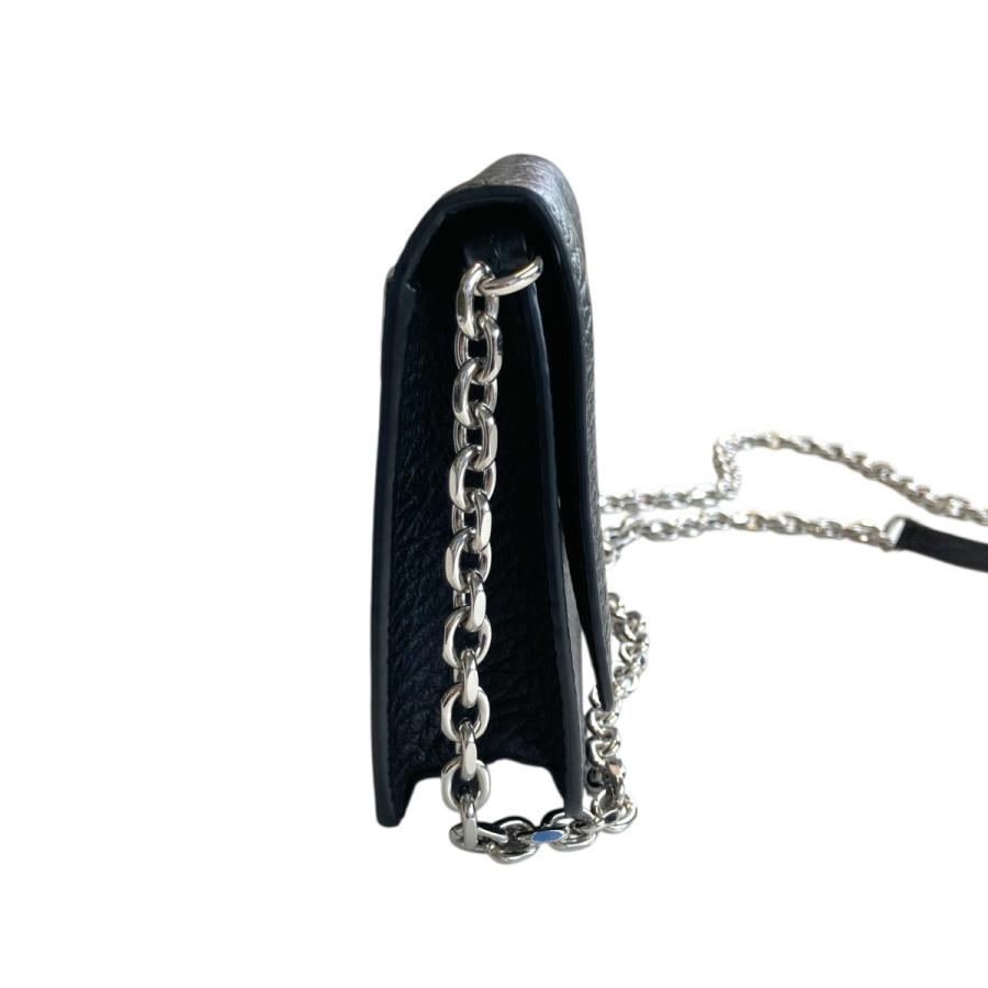 【美品】  Maison Margiela / メゾンマルジェラ | グレインレザー チェーン ロングウォレット | グレー/シルバー | レディース 美品】 Maison Margiela / メゾンマルジェラ | グレインレザー