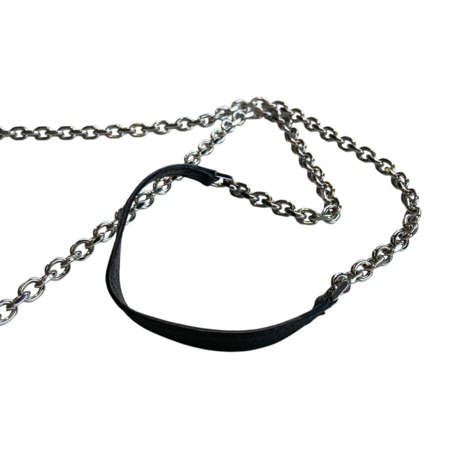 【美品】  Maison Margiela / メゾンマルジェラ | グレインレザー チェーン ロングウォレット | グレー/シルバー | レディース 美品】 Maison Margiela / メゾンマルジェラ | グレインレザー