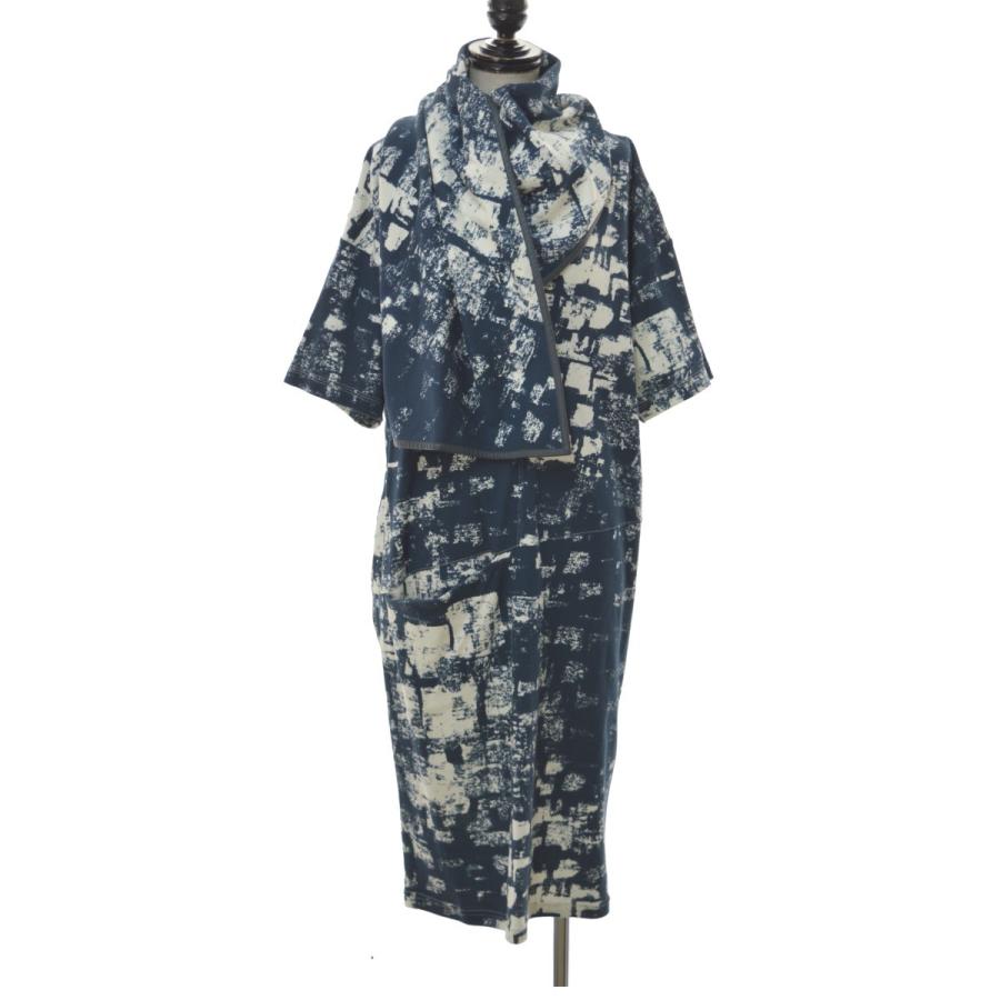 Celine 総柄スカーフ付きワンピース ネイビー サイズ S 堀江店