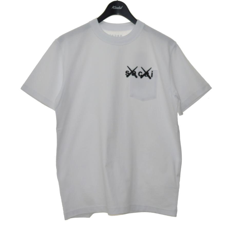 sacai 21AW ×KAWS Embroidery T Shirt 刺繍ロゴ Tシャツ ホワイト 