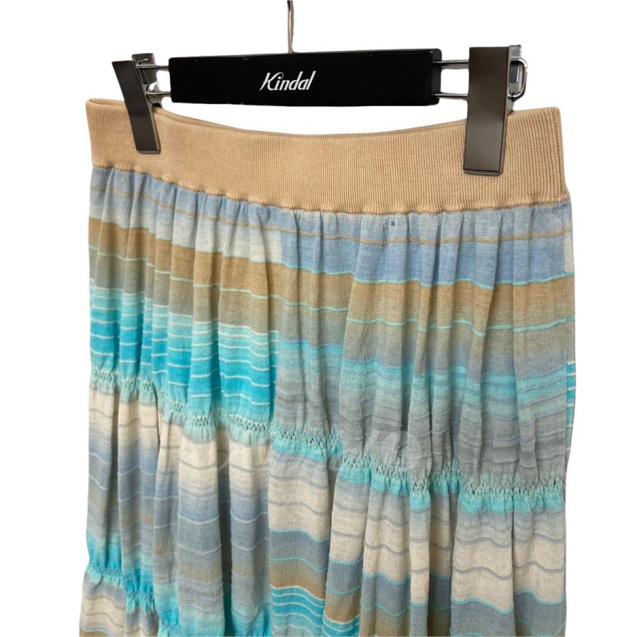 品質満点 Anayi 21s S グラデーションボーダーティアードニットスカート ブルー サイズ 38 京都店 2215 ロング マキシ丈 スカート Coaching Enerlis Fr