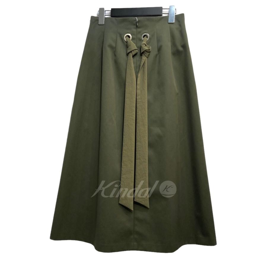 LE CIEL BLEU 20SS Big Lace Up Flow Skirt スカート オリーブ サイズ：38 (堀江店) 220515｜kindal｜02
