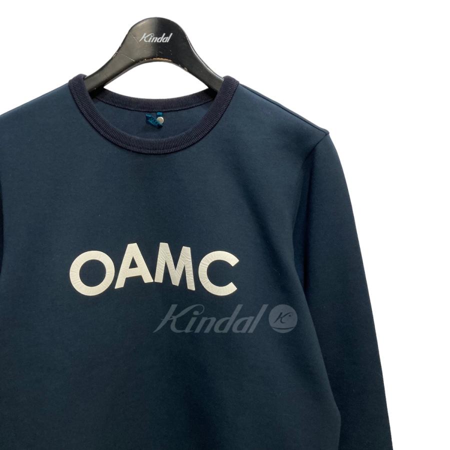 OAMC 【値下げ】OAMC Leather Logo Crewneck スウェット ネイビー 