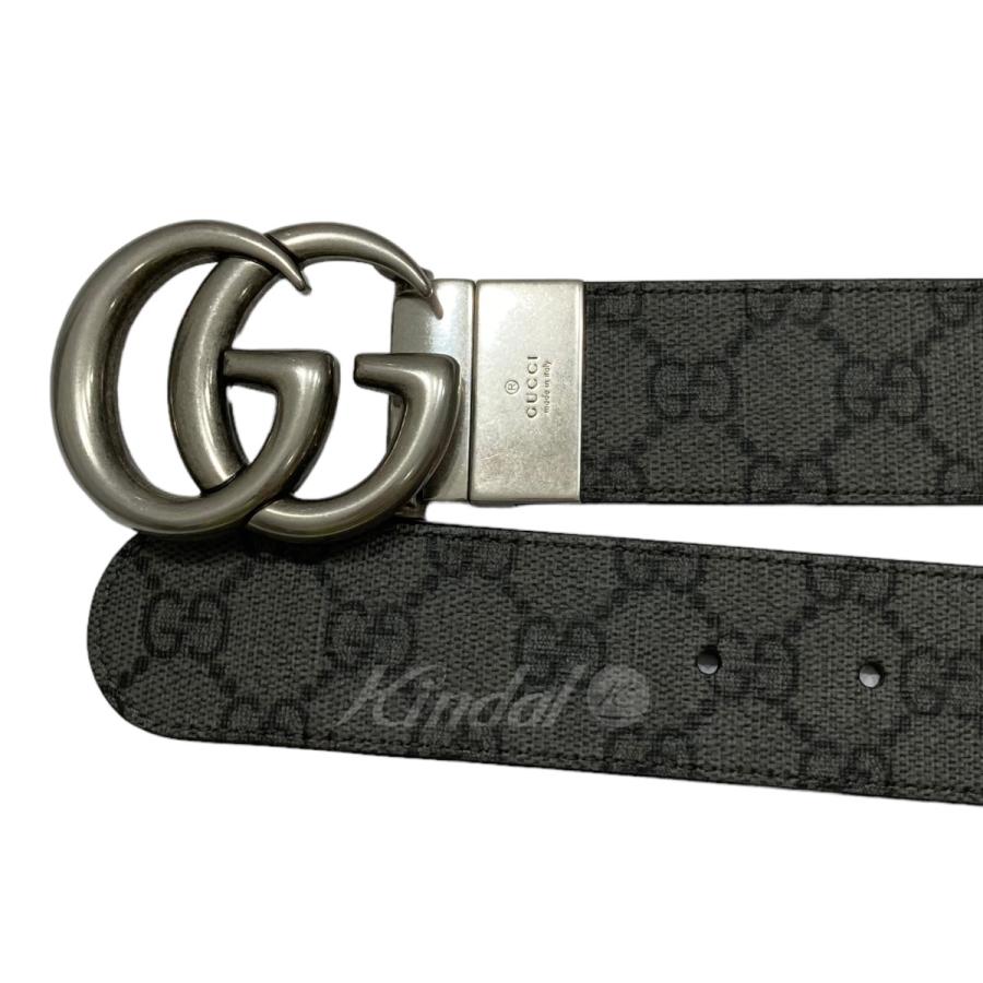 値下げ】GUCCI ダブルGリバーシブルベルト ダークグレー×ブラック 