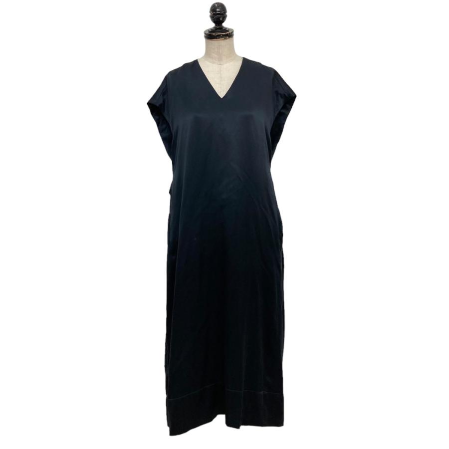 値下げ】DRAWER シルクサテンノースリーブドレス ワンピース ネイビー  