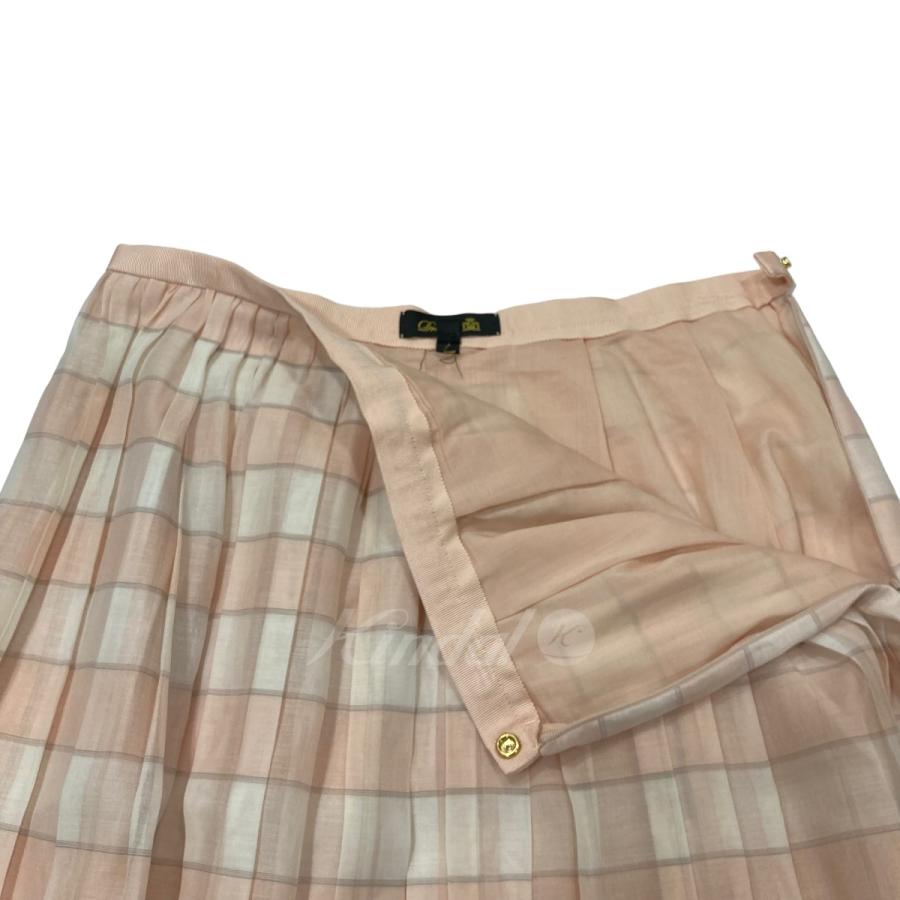 値下げ】DRAWER コットンシルクチェック プリーツスカート 6524-299  