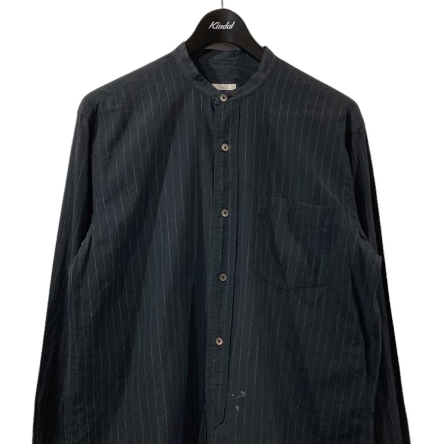 コモリ COMOLI バンドカラーシャツ J03-02002 ブラック×ホワイト サイズ：1｜kindal｜03